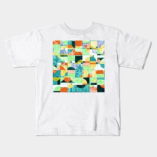 Abstract Mid Century Circles Pattern Resquared in Marbled Paper Kids T-Shirt